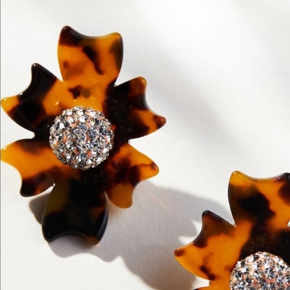 Lele Sadoughi- NWT “Santa Fe” Tortoise Crystal Button Post Earrings - Picture 2 of 5